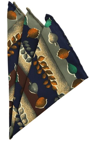 La Pescara Men's Multicolored Motif Printed Silk Handkerchief SPS156 KRVT8690002221532