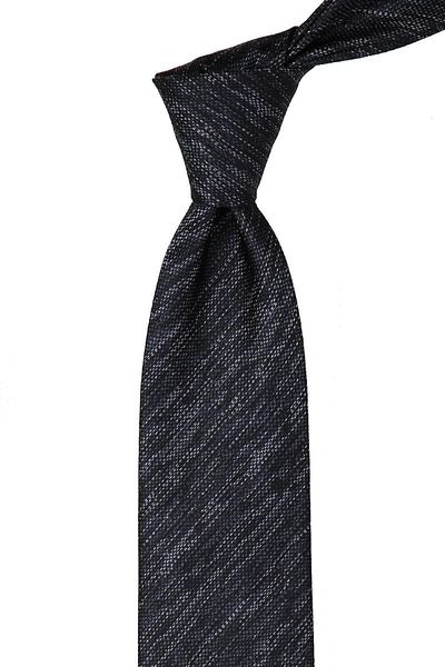 Kravatkolik Black Sand Pattern Classic Tie with Handkerchief Kk10617