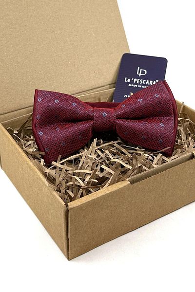 Kravatkolik Claret Red Small Pattern Bow Tie P1730