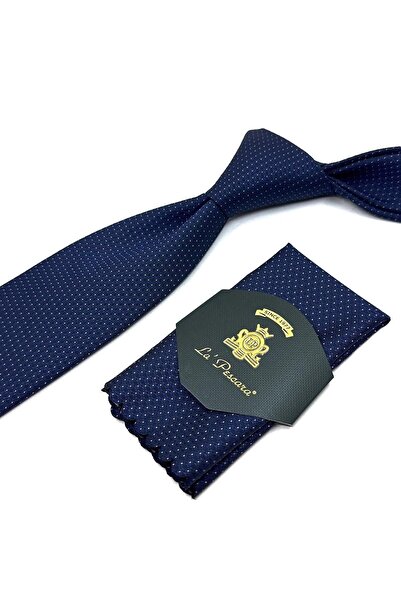 La Pescara Синій крапчастий класичний краватка з кишеньковою хусткою Kk11674