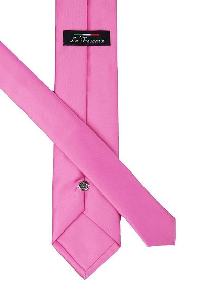 Kravatkolik Plain Satin Tie with Pink Handkerchief Kk1138