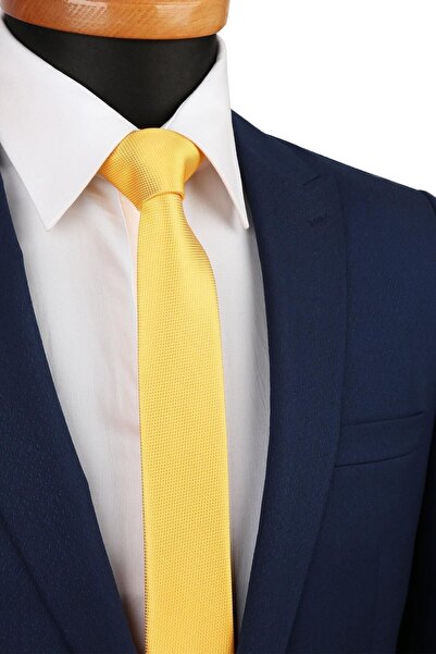 La Pescara Мъжка жълта вратовръзка с много тънък десен UST26 KRVT8690002222058