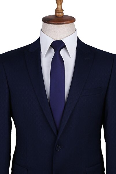 Kravatkolik Lacivert - Морський візерунок Стрункий крават Sk7599