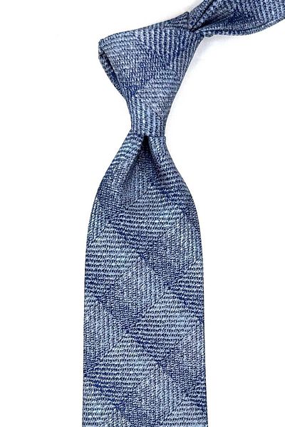 Kravatkolik Gray - Blue Sand Pattern Classic Tie with Handkerchief KK12507