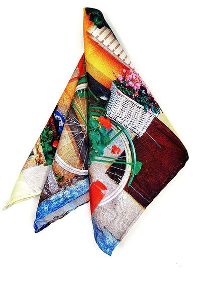 Kravatkolik Multicolored Bicycle Motif Men's Pocket Handkerchief SPS593-65