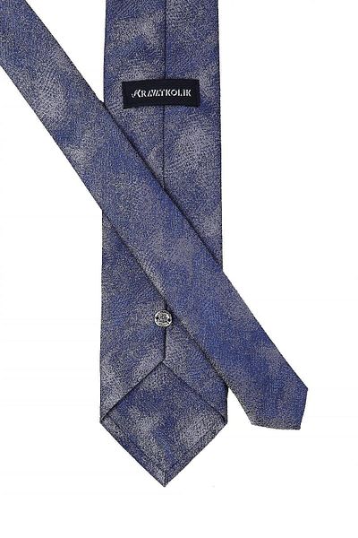 Kravatkolik Men's Blue - Gray Sand Pattern Handkerchief Classic Tie Kk10543