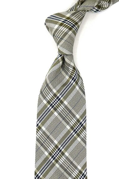 Kravatkolik Italian Silk Green Plaid Tie - IK1679