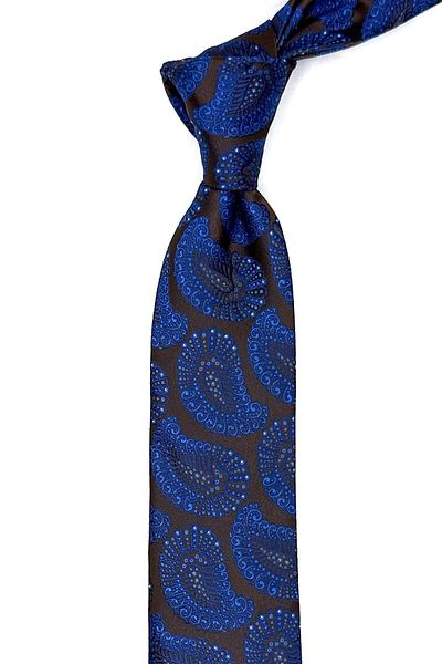 Kravatkolik Brown Shawl Pattern Thin Tie SK7845