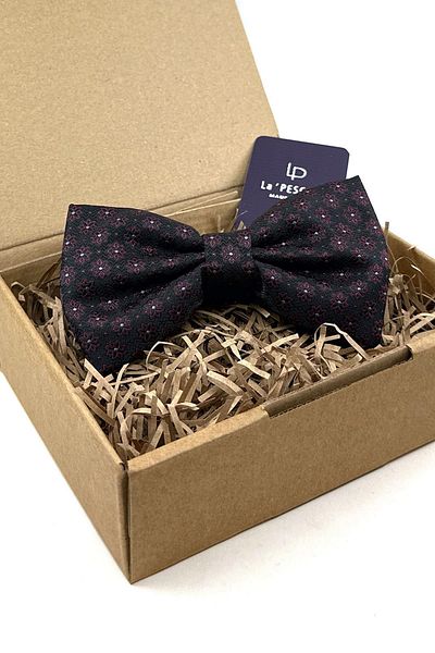Kravatkolik Black Motif Pattern Large Bow Tie P1859
