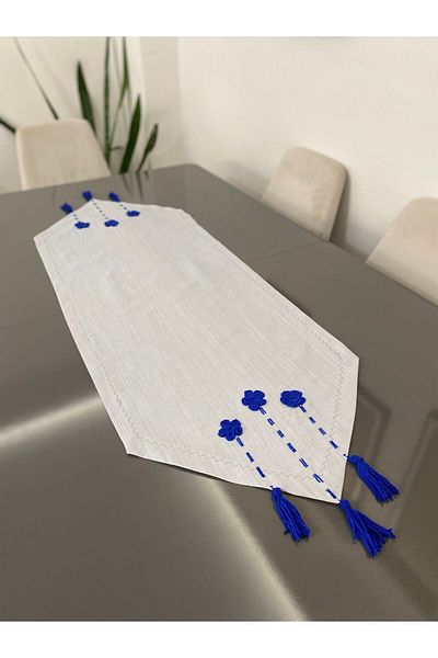 Parla Life Runner din lenjerie tricotată manual cu model de flori - Dimensiune personalizată