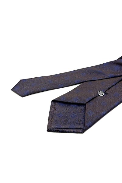 Kravatkolik Μοντέλο KK12547 - Κλασική γραβάτα με καφέ μοτίβο και μαντήλι