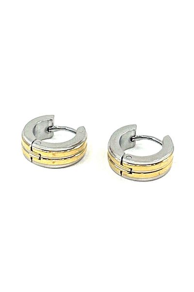 Kravatkolik Silver Color - Gold Color Round Unisex Earrings EAR22