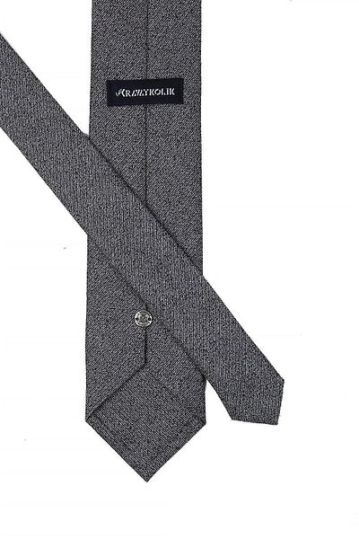 Kravatkolik Men's Black Sand Pattern Classic Necktie with Handkerchief Kk10506