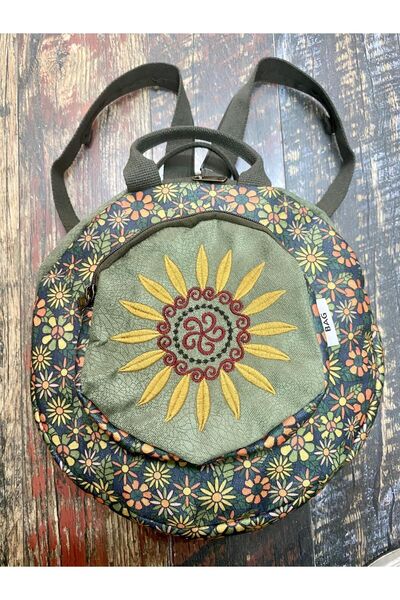 Street Bag Rucsac rotund brodat Fargin Bohemian - Impermeabil, pentru calator...