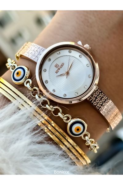 Reward Waterproof, 2 Years Warranty, Rose Color, Steel Strap, Special Lock System, Women's Wristwatch