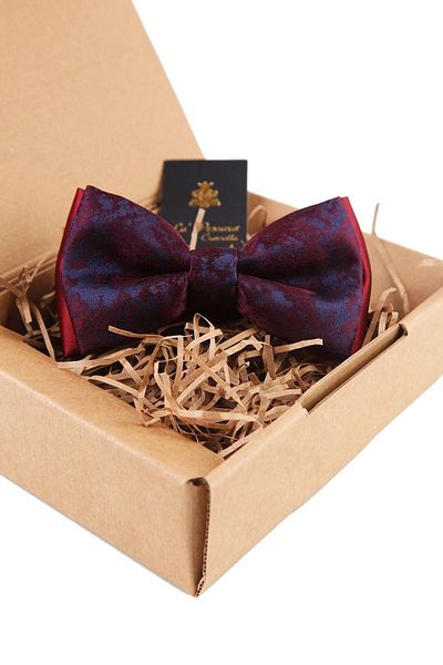 Kravatkolik Men's Plum Self Pattern Bow Tie P1443