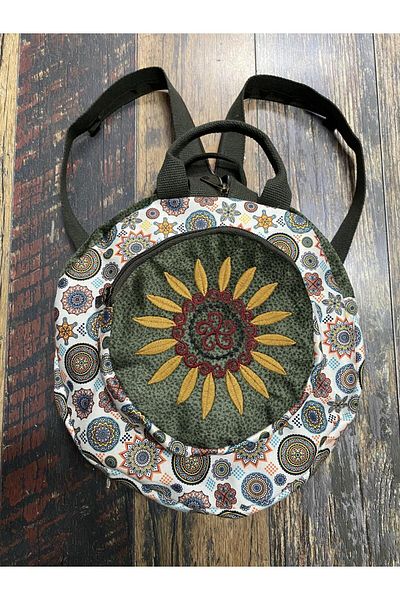 Street Bag Rucsac rotund brodat Fargin Bohemian - Impermeabil, pentru calatorii zilnice