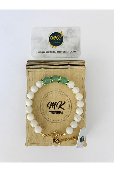 MK tasarım MK Design - Real Moonstone and Aventurine Bracelet MKT2013
