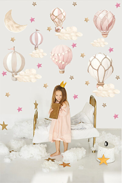 Ayza Tasarım Baloane zburătoare în cer cu tematică nor și stea - Set de autoc...