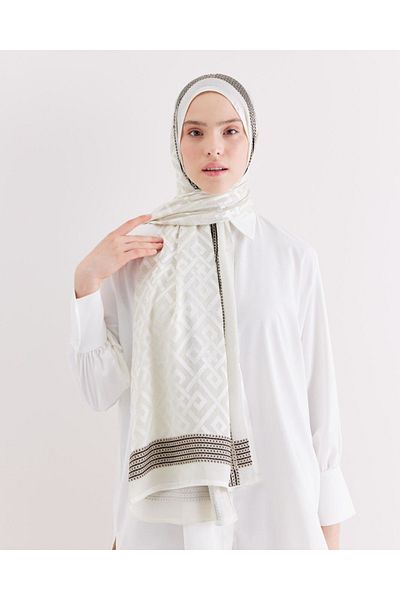 Cardion Off-White Devore Burnt Evening Dress Shawl