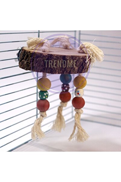 UniqBirdToys Trendme Wood Slice Beaded Bird Perch