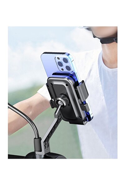 resolut Ayna Bağlantılı Motorsiklet Telefon Tutucu 4.7-7.0 inç arası telefonlara uyumlu