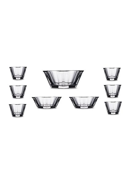 Paşabahçe Nude Reflection Series 9 Piece Crystal Glass Bowl, Presentation Bowl, Snack Bowl, Presentation Bowl, Serving Bowl