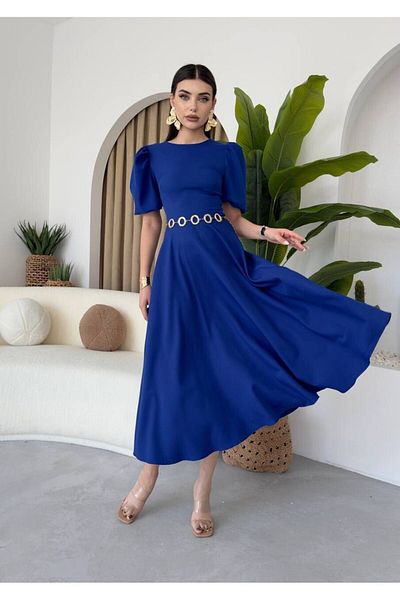 Afiş Butik Rochie midi cu mâneci pepene verde