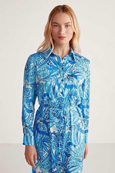 Penyemood Kadın Uzun Kol Mavi Elbise C5T3N6O9