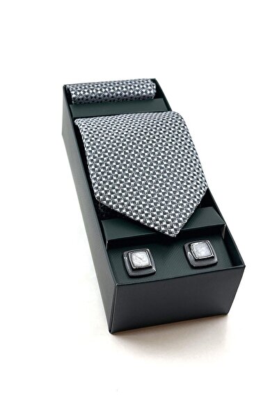 La Pescara Γκρι μαντήλι και γκρι μανικετόκουμπα σετ δώρου OS529