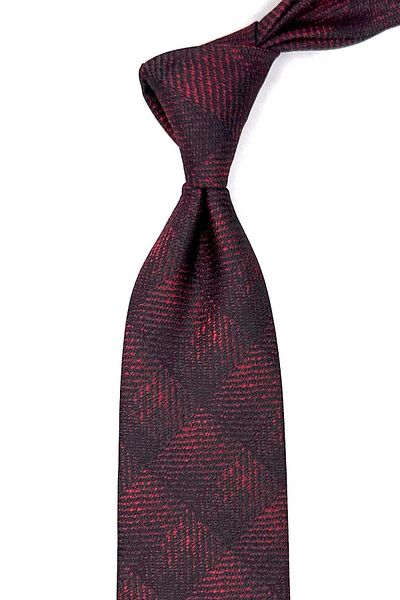 Kravatkolik Patterned Red Sand Tie with Handkerchief - KK12559