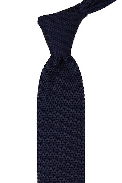La Pescara Navy Blue Plain Yellow Detailed Knitted Tie 8228