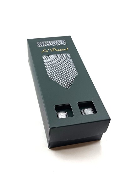 La Pescara Γκρι μαντήλι και γκρι μανικετόκουμπα σετ δώρου OS529