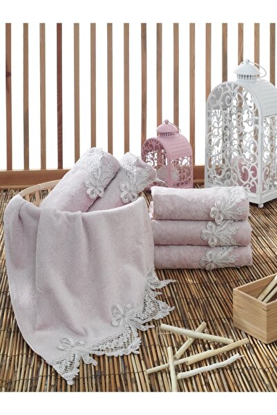 Dantela Fiyonklu Krem Bambu Fransız Güpürlü Çeyizlik Havlu 1 Adet Renk Krem