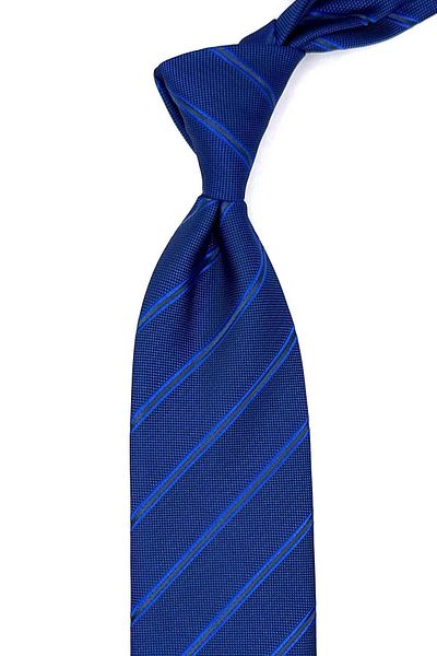 Kravatkolik Blue Striped Parliament Classic Tie - KK12530 with Handkerchief