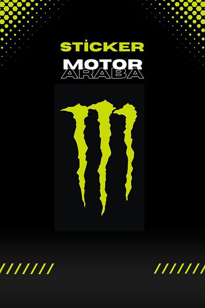 Banxtre Decorative Neon Yellow Monster Sticker for Car-motor 10cmx6cm (1 PC)