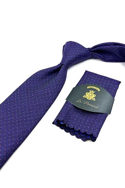 Kravatkolik Plum Patterned Classic Tie with Handkerchief - KK12520