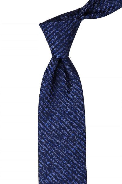 Kravatkolik Navy Blue Line Pattern Classic Tie with Handkerchief Kk10546
