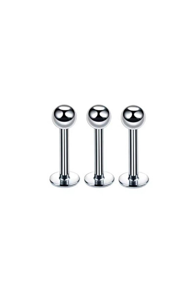 Jaida Moda Unisex 316l Paslanmaz Çelik 3'lü Set Top Uçlu Tragus Helix Labret ...