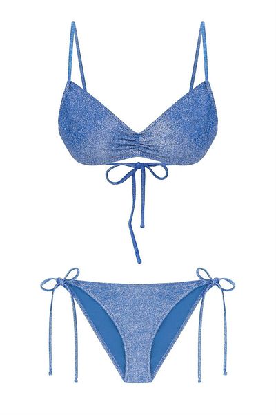 AQUELLA Lureks Saks Gathered Strapless Bikini Set