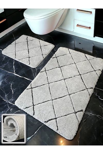Chandler Home Χαλάκι μπάνιου Savera ανοιχτό γκρι 2 τεμαχίων (60x100 50x60 cm)
