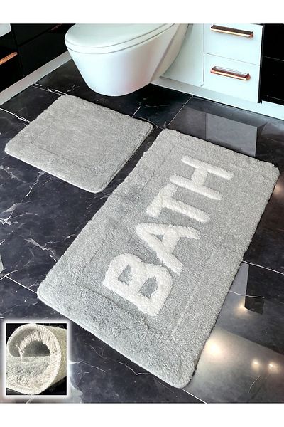 Chandler Home Χαλάκι μπάνιου Jarama ανοιχτό γκρι 2 τεμαχίων (60x100 50x60 cm)