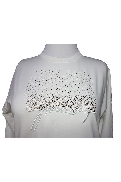İLKON Long Sleeve Crew Neck Women's Sweatshirt Tunic - Printed