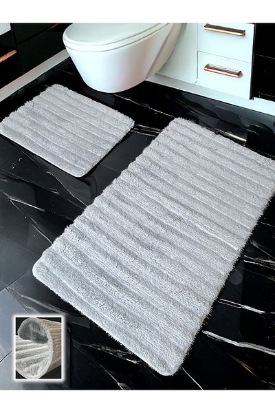 Chandler Home Χαλάκι μπάνιου Shalta ανοιχτό γκρι 2 τεμαχίων (60x100 50x60 cm)