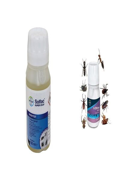 Bayer K-othrine Sc50 ml+ Solfac Süper Ec25 Sinek Sivrisinek Uçan Haşereler Pire Bit Kene İkili Set