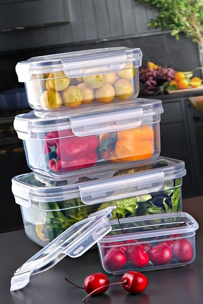 Nandy Home Set of 4 Storage Container Leak Proof Rectangular Embox Storage Container Transparent