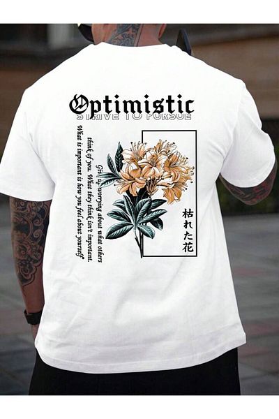 AMMA Βαμβακερό μπλουζάκι Unisex Optimistic Printed Trend με κοντό μανίκι