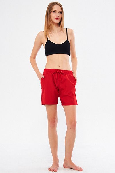 Fantasy Red Women's Swim Shorts - Elastic Waist, Pocket and Quick Dry EDY6110K