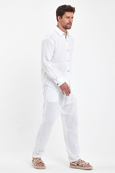 Plus Ninety Plusninety Men's Regular Linen Cotton Trousers Shirt Set