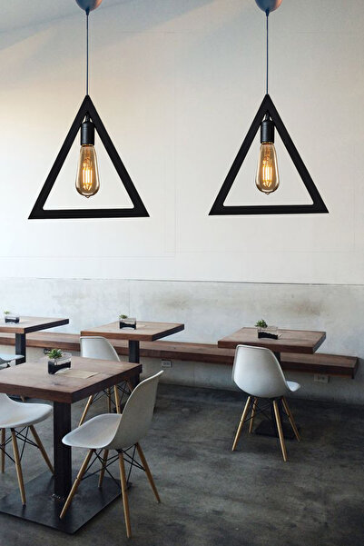 UTKU TASARIM Üçgen Sarkıt Avize Modern Retro Ofis Cafe Bar Otel Restaurant Tavan Lamba